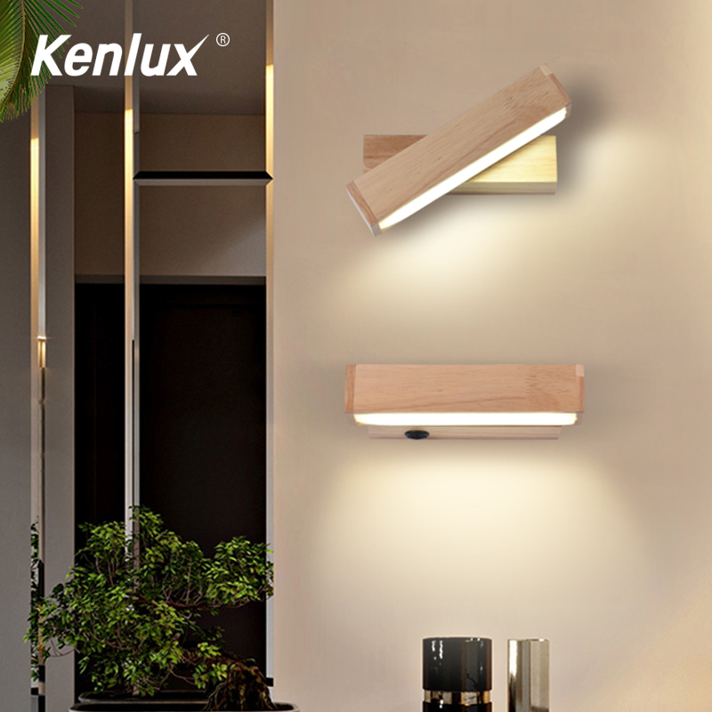 Houten Eenvoudige Creatieve Indoor Wandlamp 10W Led Slaapkamer Nachtkastje Decoratie Nordic Woonkamer Hotel Draaien muur lampen
