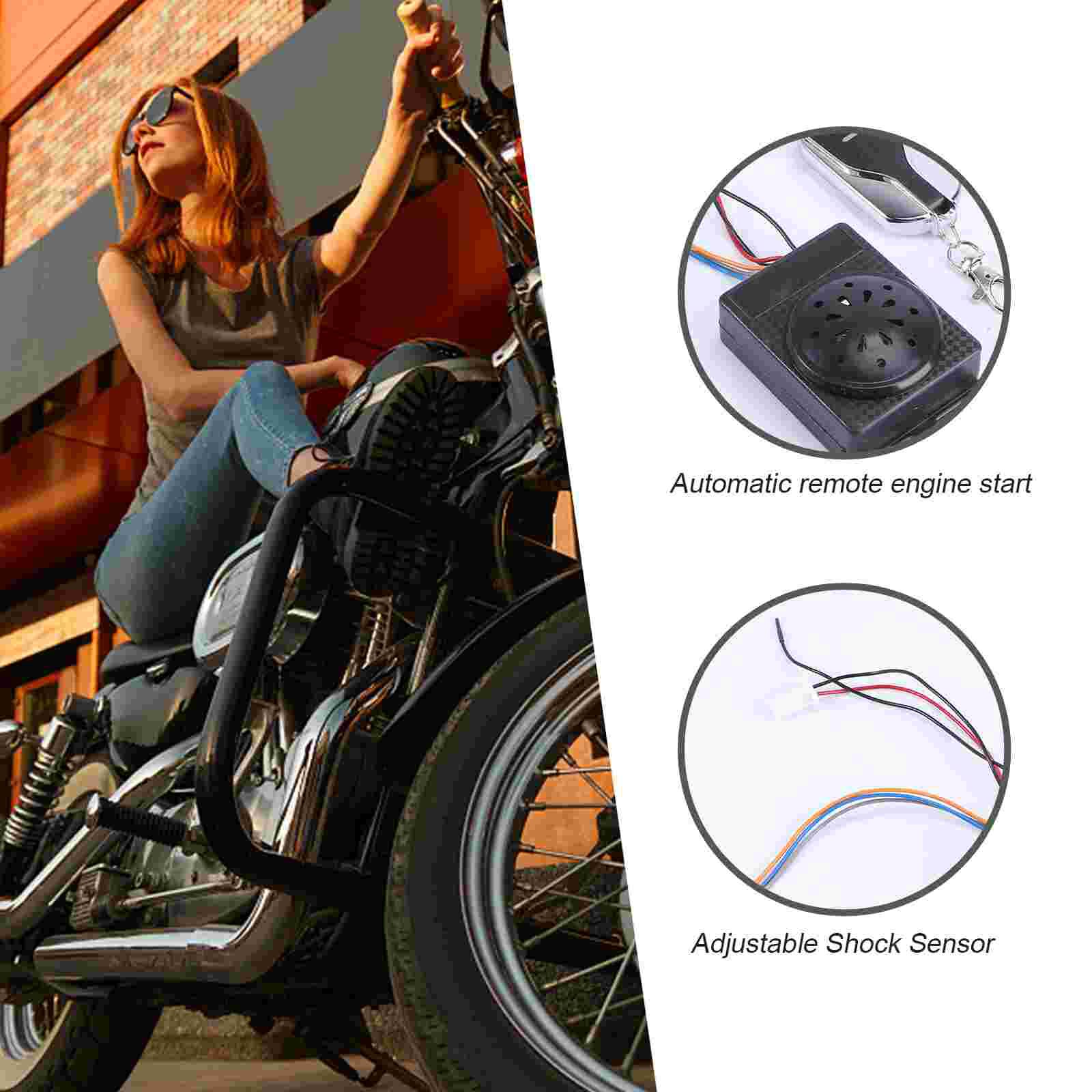 3Pc Motorcycle Alarm System Anti-theft Horn Alarm Warner with Cutting Off Remote Engine Start Arming Disarming