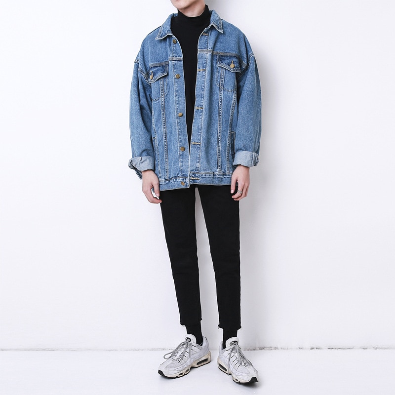 Syksy ja talvi korealainen löysä ylisuuri farkkutakki miesten retrotakki denim miesten naisten vaatteet