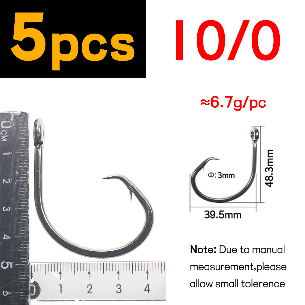 Elllv-anzuelo circular de acero inoxidable para pesca en agua salada, anzuelo de cebo de juego grande para pesca de curricán, atún, tiburón, 6/0 - 18/0: Azul marino