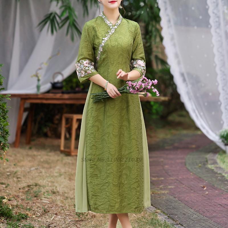 Robe qipao traditionnelle chinoise en dentelle, tenue de soirée traditionnelle, élégante, 2022: color2 / XXL