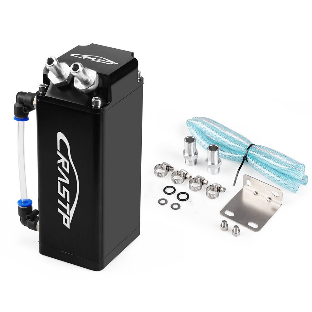 Universal Aluminum 10mm Engine Square Shape Oil Can Tank Reservoir 500ml Engine Fuel Black Red Blue Silver OCC018: black