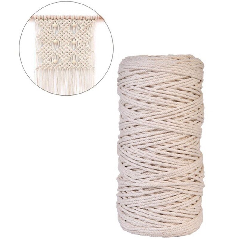 3Mmx200M Natural Handmade Cotton Cord Macrame Yarn Rope Diy Wall Hanging Plant Hanger Craft String Knitting