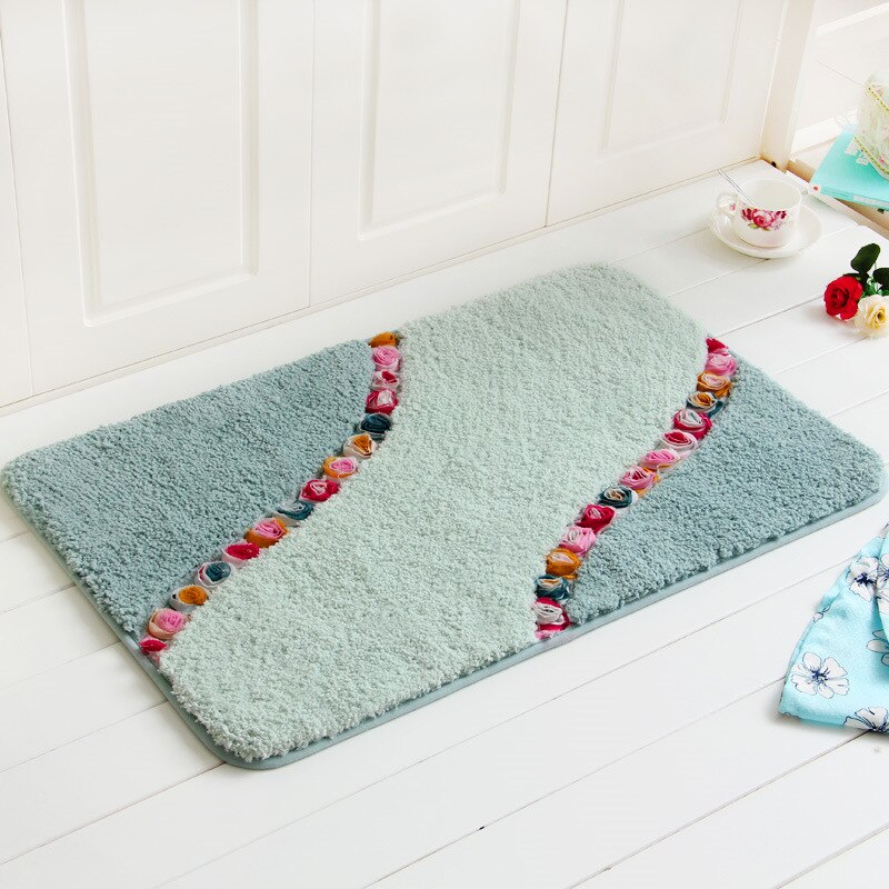 Woondecoratie pluche zachte warme vloermatten 40*60cm badmatten antislip badmatten waterabsorptie badkamer toiletmatten tapijtset: Meiguihuakai groen