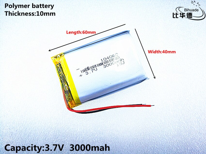 2 stks/partij 3.7 V 3000 mAh 104060 Lithium Polymeer Li-Po li ion Oplaadbare Batterij cellen Voor Mp3 MP4 MP5 GPS PSP