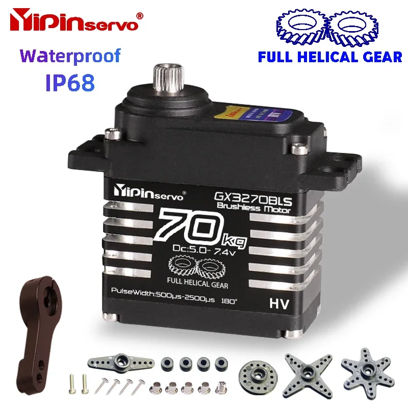 Servo impermeable IP68 35kg/40kg/55kg/60kg/70KG, servos digitales de engranaje helicoidal totalmente de acero para accesorios rc 1/8 1/10 coche de juguete Rc: Transparente