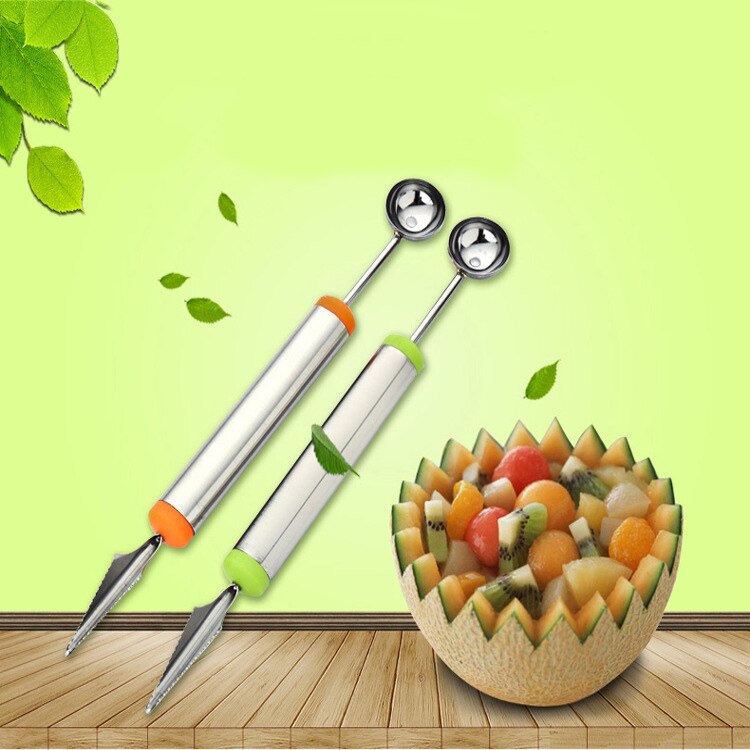 Cuchillo para tallar fruta, dispositivo de bola de excavación de fruta de acero inoxidable, Bola de excavación de sandía multifuncional, cuchara, dispositivo de cocina