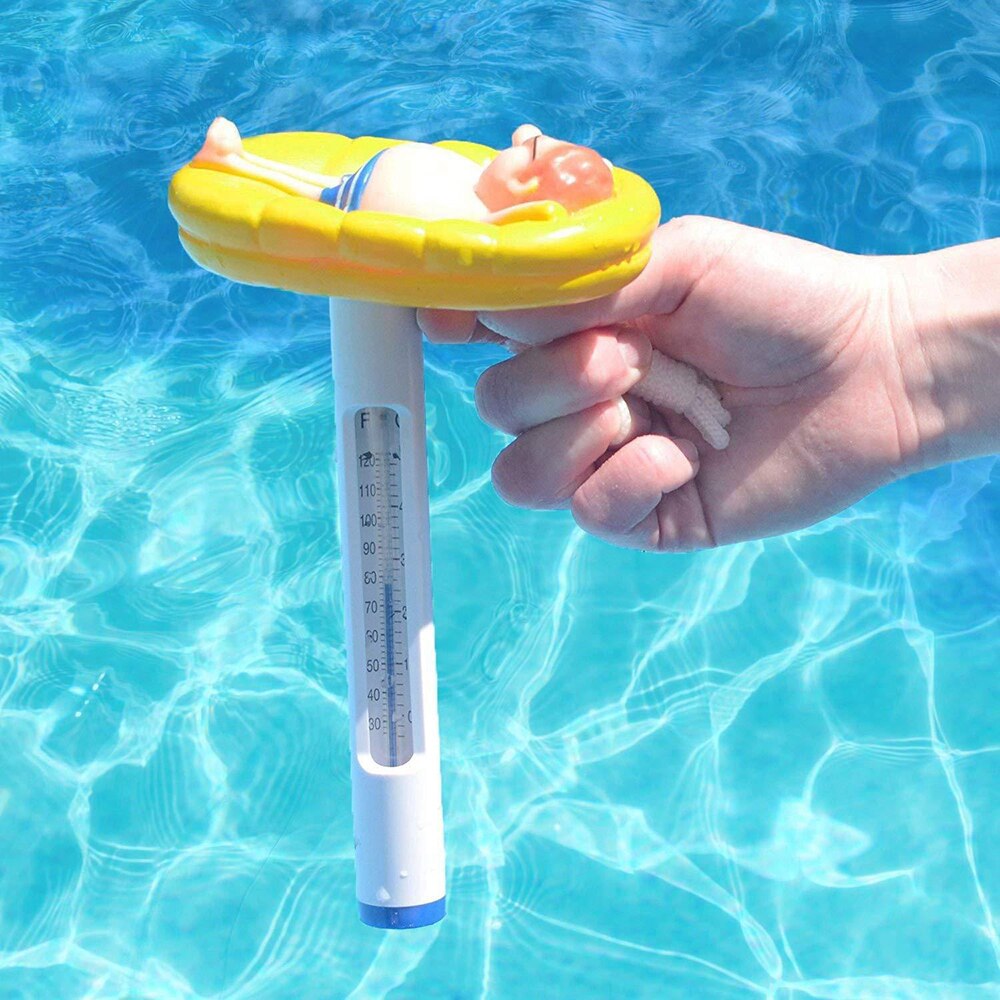 Söt flytande termometer tecknad pool damm vatten plast kul