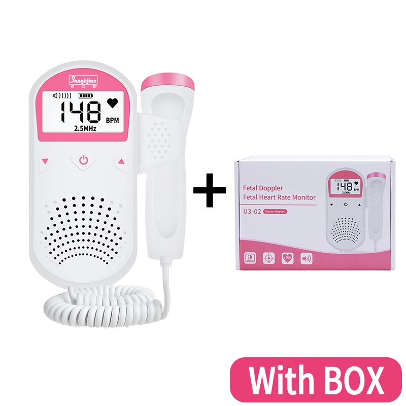 Foetale Doppler Babyfoon Doppler Voor Zwangere Vrouwen Draagbare Ultrasound Babyfoon Sonar Doppler 2.5M Geen Straling fetal doppler ultrasound: 2.5MHZ with box