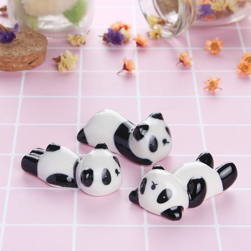 Soporte de cerámica con bolígrafo cepillo de uñas Panda, modelo de oso Panda, bonito soporte para herramientas de uñas, Kits de Arte de uñas con patrón aleatorio, 1 ud.