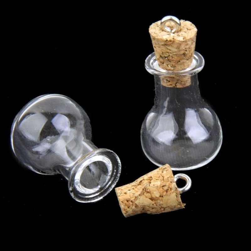 5 sztuk mini, któodnośnie chcą szklane butelki korka eliksir fiolki uroki naszyjnik wisiorek DIY