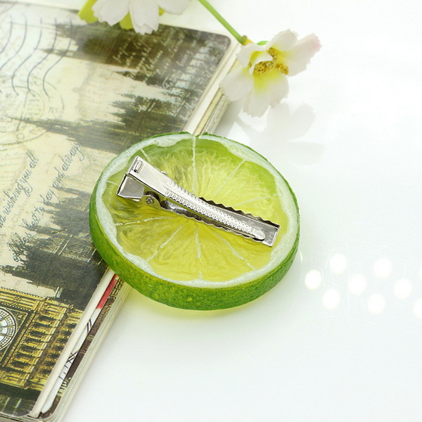 Pinces à cheveux mignonnes en tranches de citron pour filles, pinces à cheveux en résine, bandes de cheveux de fruits artificiels, ornements de cheveux à la pour enfants, accessoires