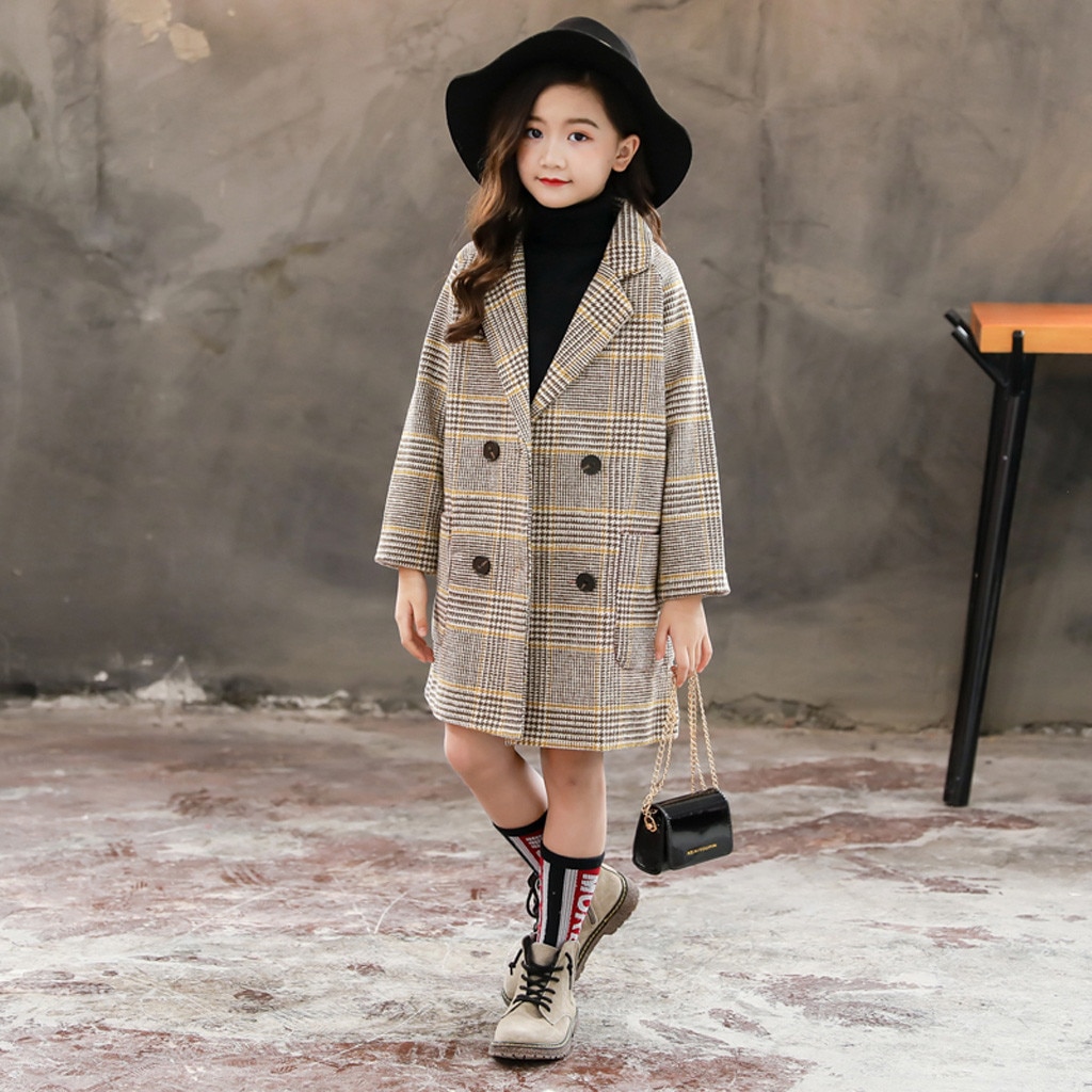 Girl winter coat kids girls overcoat wool coat for girls children warm long jacket outerwear clothes teen windproof