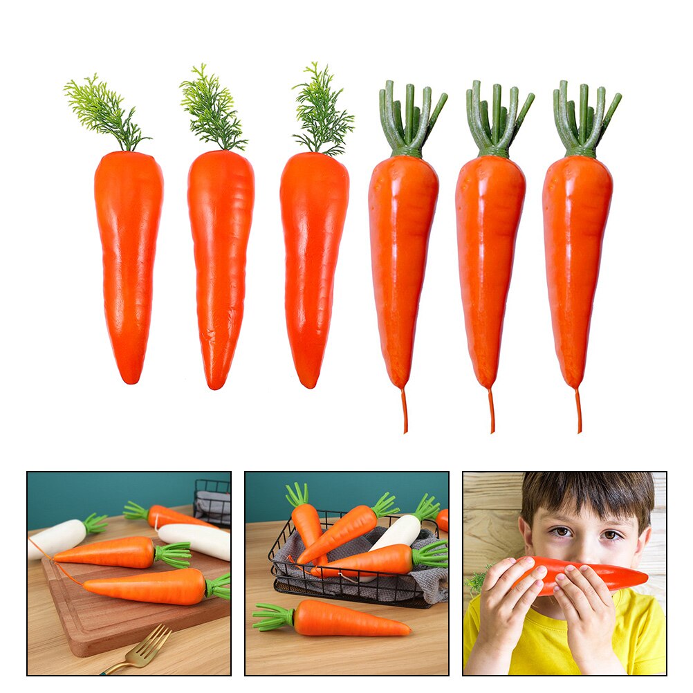 6Pcs Decorative Carrot Decors Multi-function Carrot Ornaments Adorable Imitation Carrots