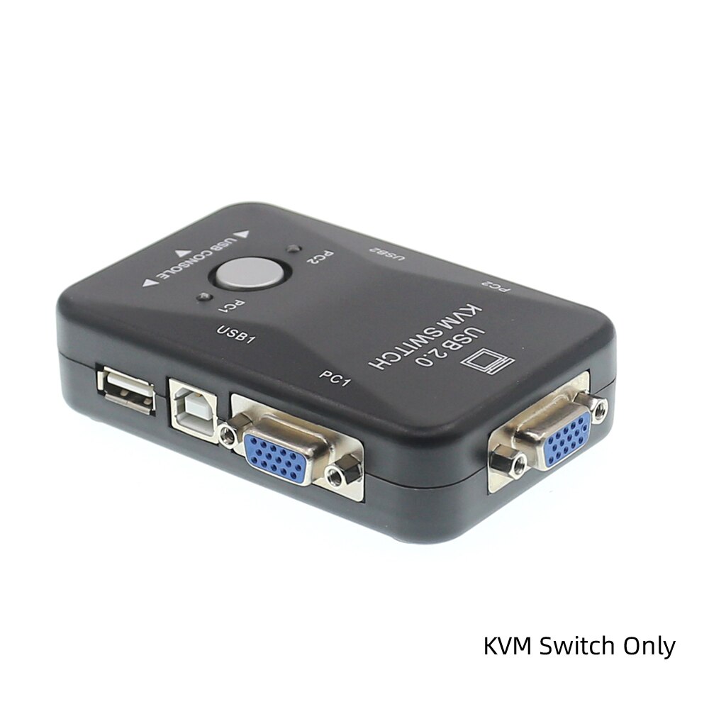FJDISZWAY 2 Port USB KVM Switch VGA Box PC Monitor KVM Splitter USB2.0 Kabel: KVM Switch Only