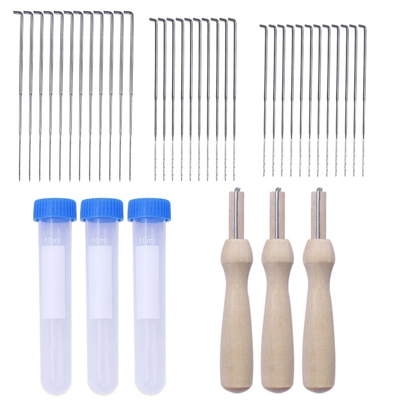 ANCLLO 30Pcs 3 Maten Vilten Naalden Vilt Gereedschap Met Clear Fles 1