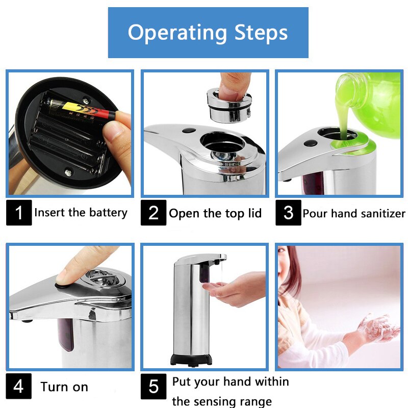 Smart Sensor Liquid Soap Dispenser Stainless Steel Automatic Liquid Soap Dispenser Induction Dispenser Home Kitchen Bathroom