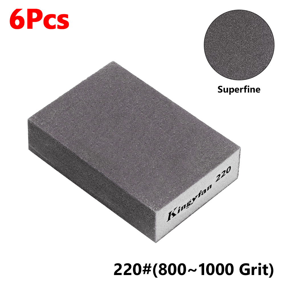 6 stk. slibesvampeblokke 60, 80, 100, 120, 180, 220 korn - vægslibning, model- og malingslibning, murstenspolering vægslibning: Hvid