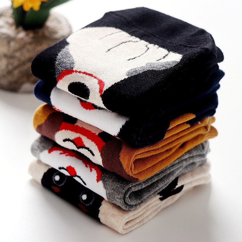 Primavera otoño lindo Animal mujeres algodón calcetines cortos Tide Dog Kawaii Bull Terrier Beagle japonés Casual Happy Funny Calcetines