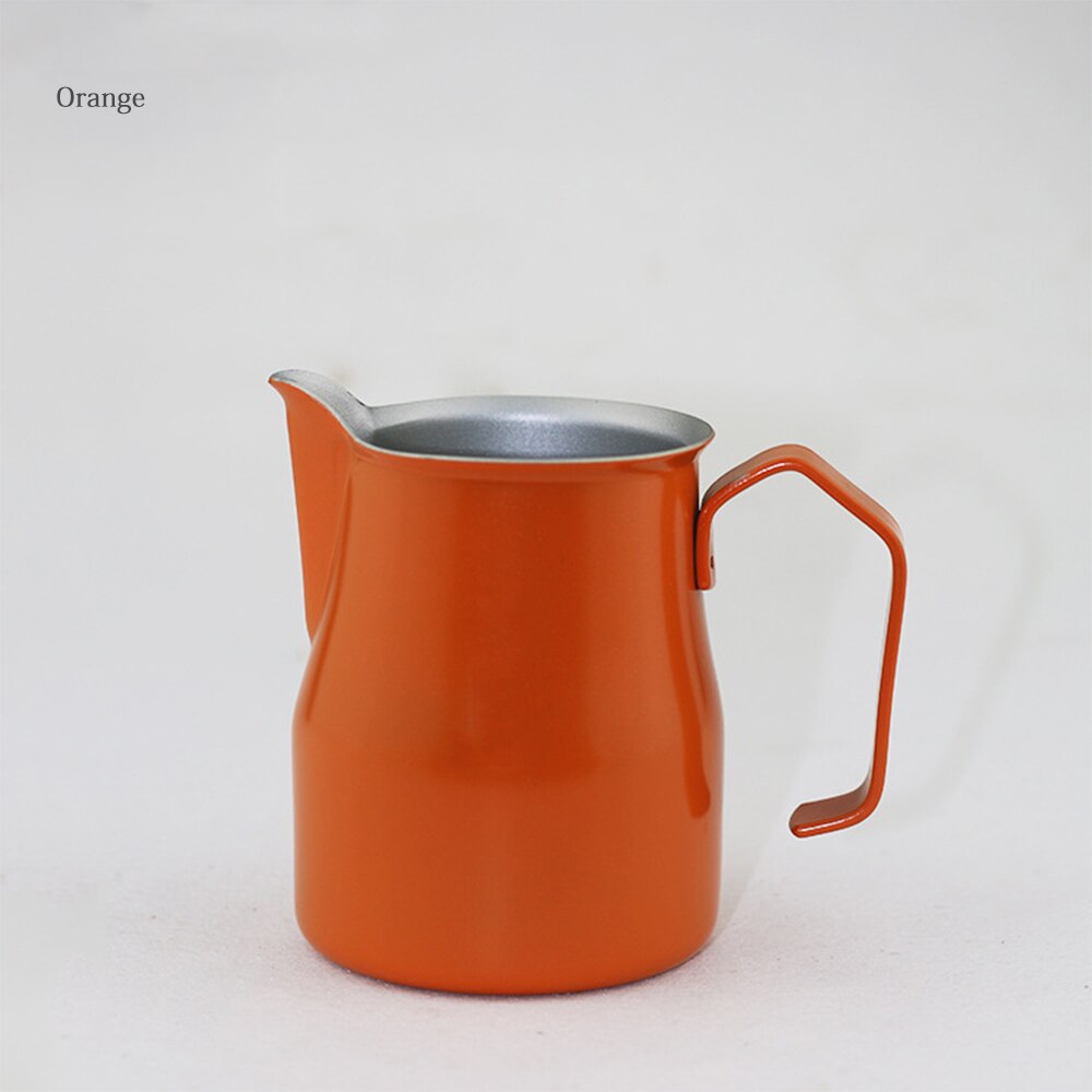 Stainless Steel Coffee Make Pots Thick Coffeeware Barista Moka Espresso Portable Kettle Goose Spout Milk Frothing: Orange / 600ml