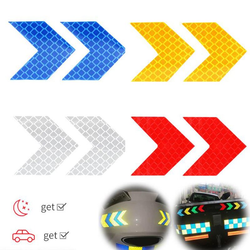 10 Pcs/set Car Sticker Reflective Arrow Sign Tape Warning Safety Sticker For Car Bumper Trunk Reflective Tape Car Decoration