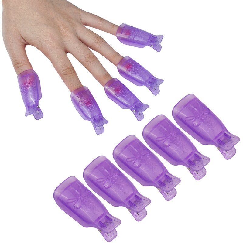 10 Pcs Plastic Hand Nail Soak Off Uv Gel Art Polish Remover Wrap Clip Cap TSLM1