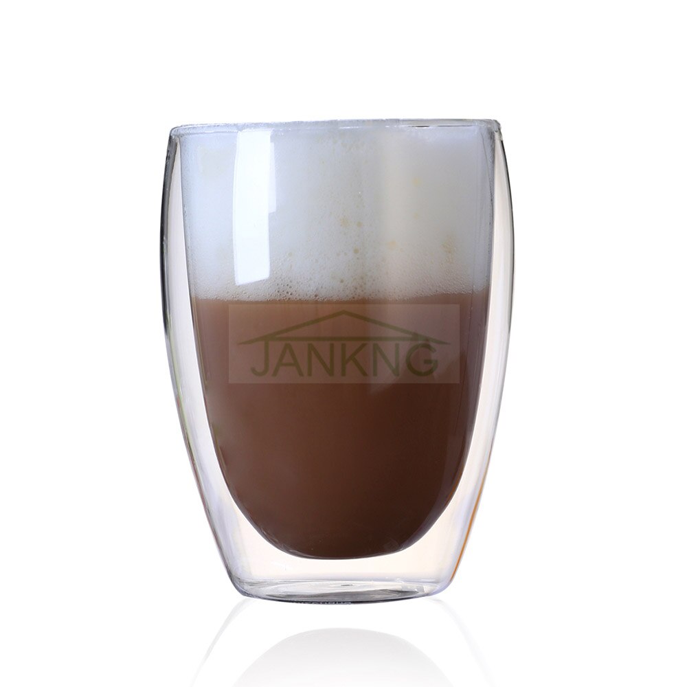 Jankng 250ml/350ml hittebestendige dubbelwandige glazen bekers bier koffiekopjes set handgemaakte biermok thee mokken transparant drinkgerei: 350ml