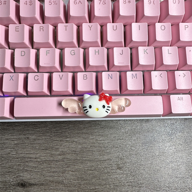 Diy Schattige Cartoon Hello Kt Kuromi Keycap 6.25u Spatiebalk Gaming Mechanisch Toetsenbord Cross Axis Roze Witte Keycap 2.75 Shift Keycap: Olive / Blauwe schakelaar