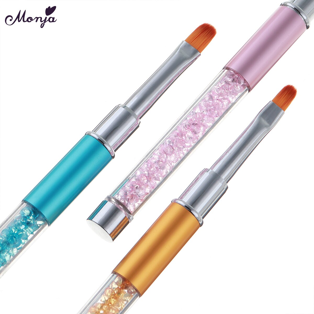 Monja-cepillo de limpieza de polvo para uñas, herramienta de manicura para el hogar, pintura de flores, diamantes de imitación acrílicos, Gel UV, 3 uds.