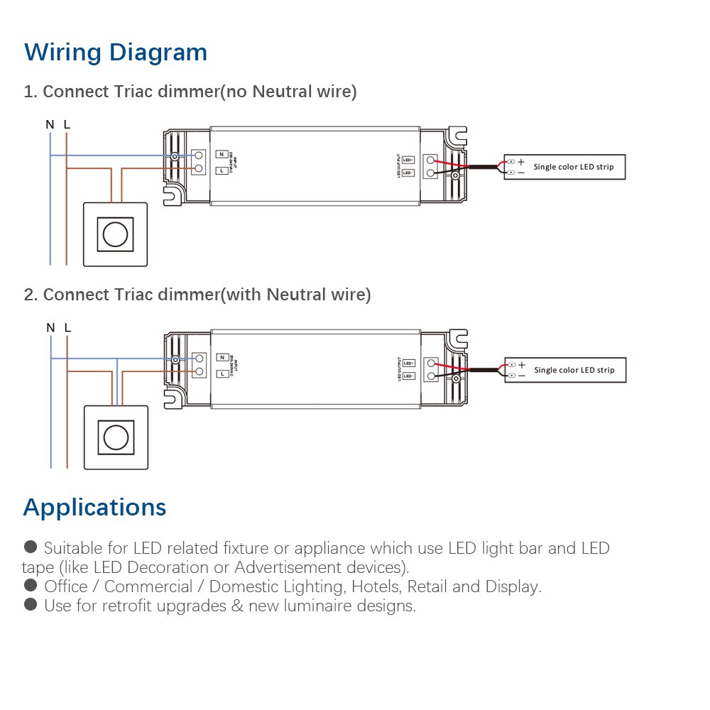 Triac LED Driver Dimmable Constant Voltage 1CH 12W AC 220V to DC 12V 24V PWM Digital Dimming Triac Driver 12V for LED Light Tape