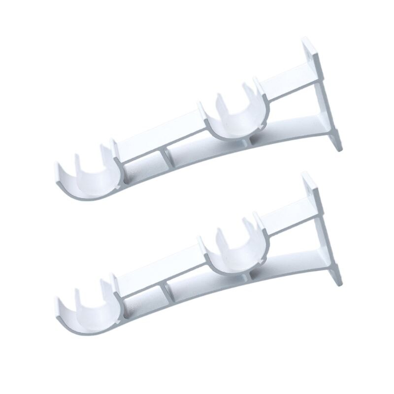 2 Stks/set Dubbele Gordijnroede Beugels Venster Hardware Houder Home Decor: WHITE