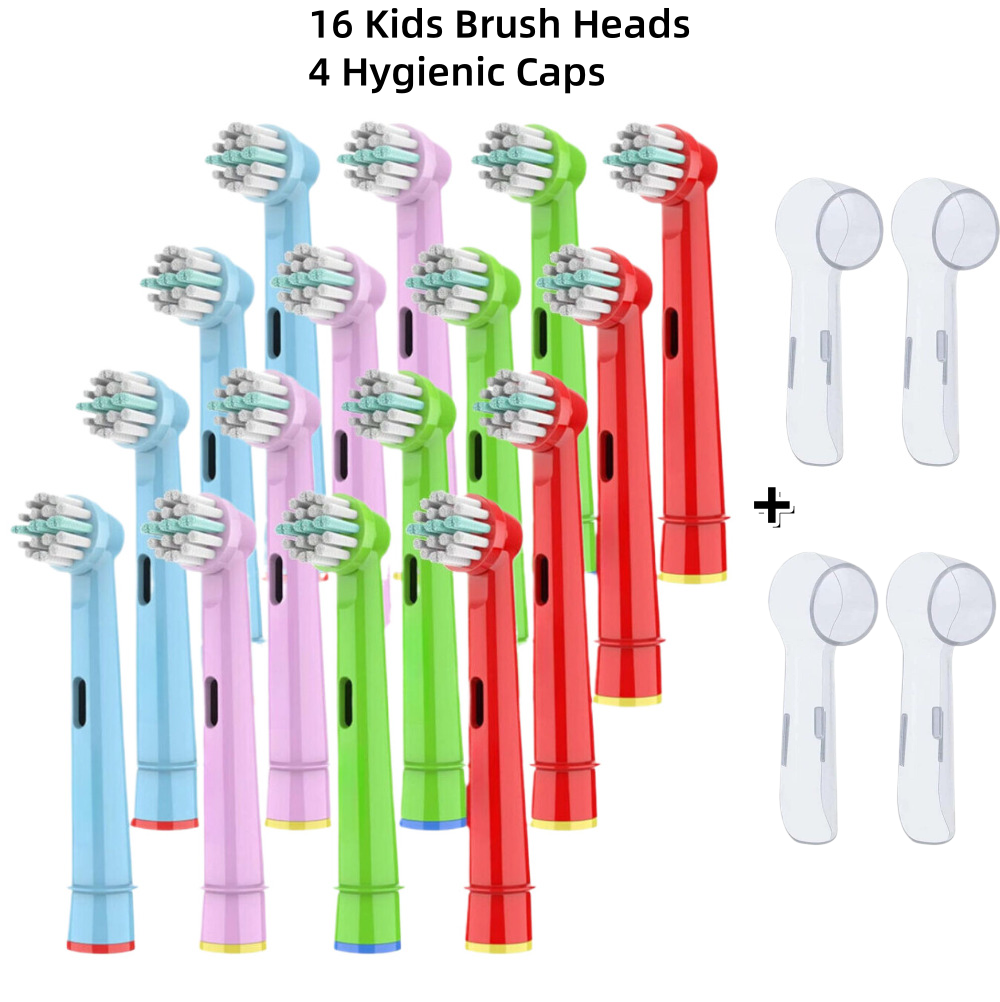 Kleurrijke opzetborstels voor kinderen voor Oral B elektrische tandenborstels - zachte haren, kleine koppen, geschikt voor Pro 1000, actie, floss en meer!: Zilver