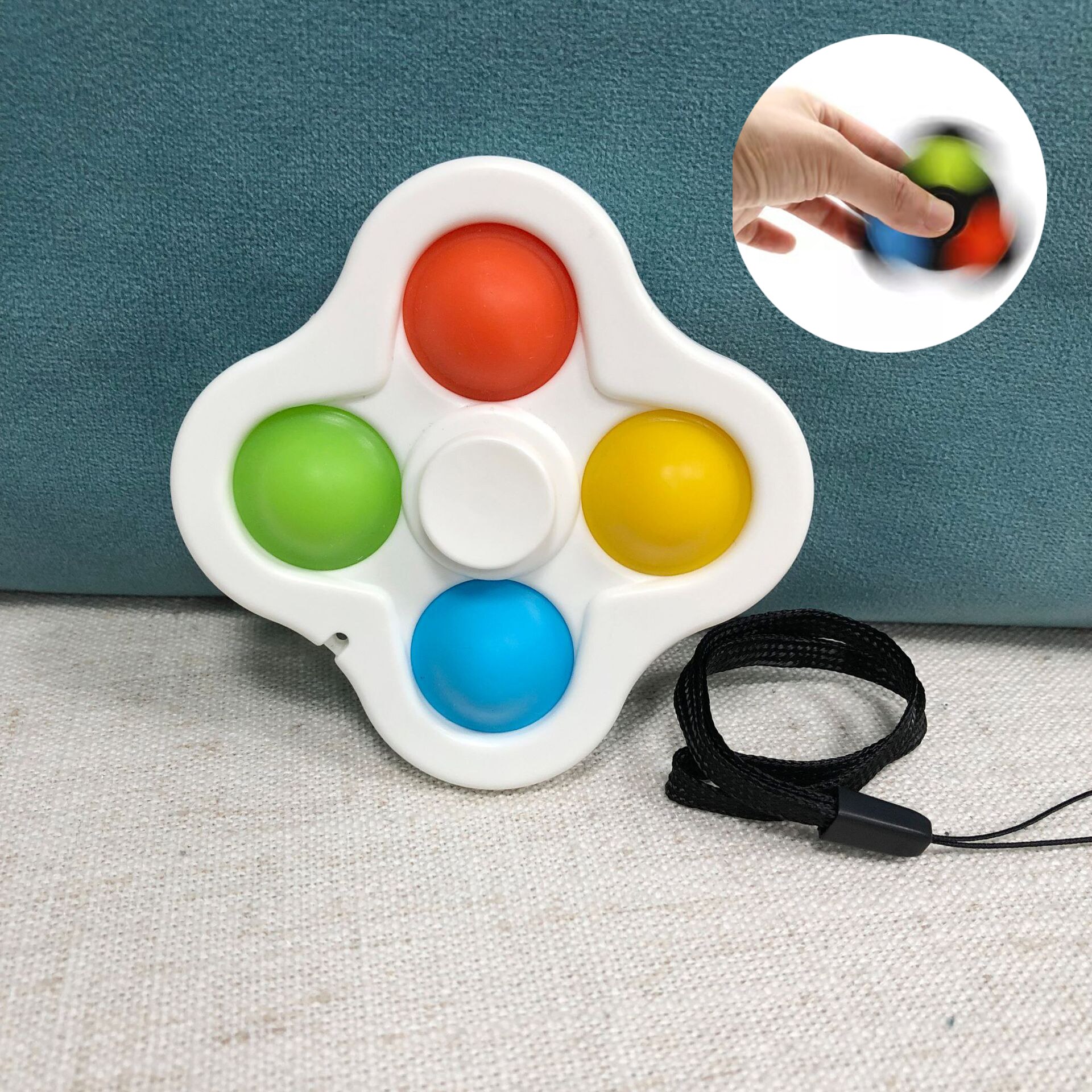 Pop Fidget Spinner Simple Dimple Novelty Finger Spinner Toys Fidget Popit Flip Sensory Office Desk Toys Stress Release: 4 fingers white