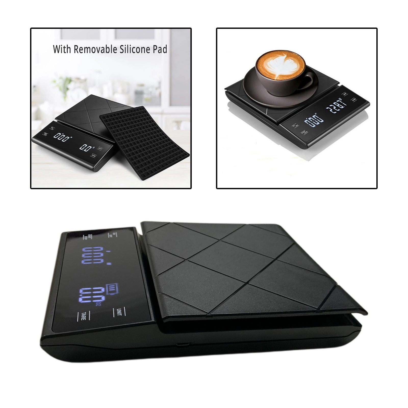 Digital Coffee Scale Food Weighing with Tare Function High Precision Baking LED Display Food Scale G/OZ/ml/lb: Battery