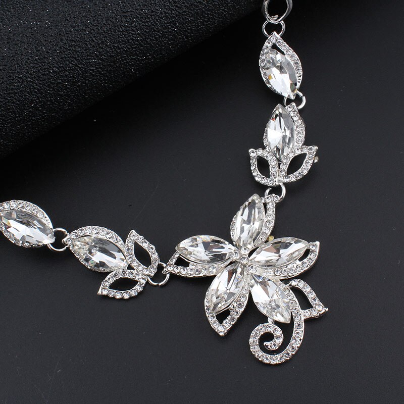 jiayijiaduo Jewellery sets for women wedding for brides wedding accessories Silver color Charm flower crystal necklace set