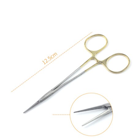 Beauty double eyelid stainless steel instrument Microvascular forceps Hemostatic forceps Straight elbow: black