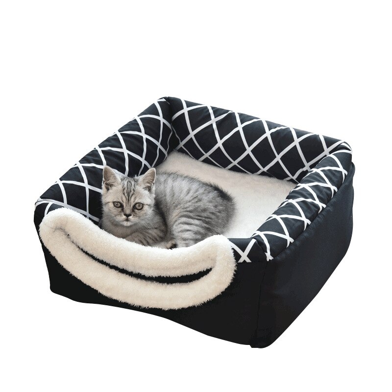 Djurkatt hundbo dubbel användning varm mjuk sovsäng husdjur halkfri ventilerande katthus hund liggunderlag filt hundkoja l/xl