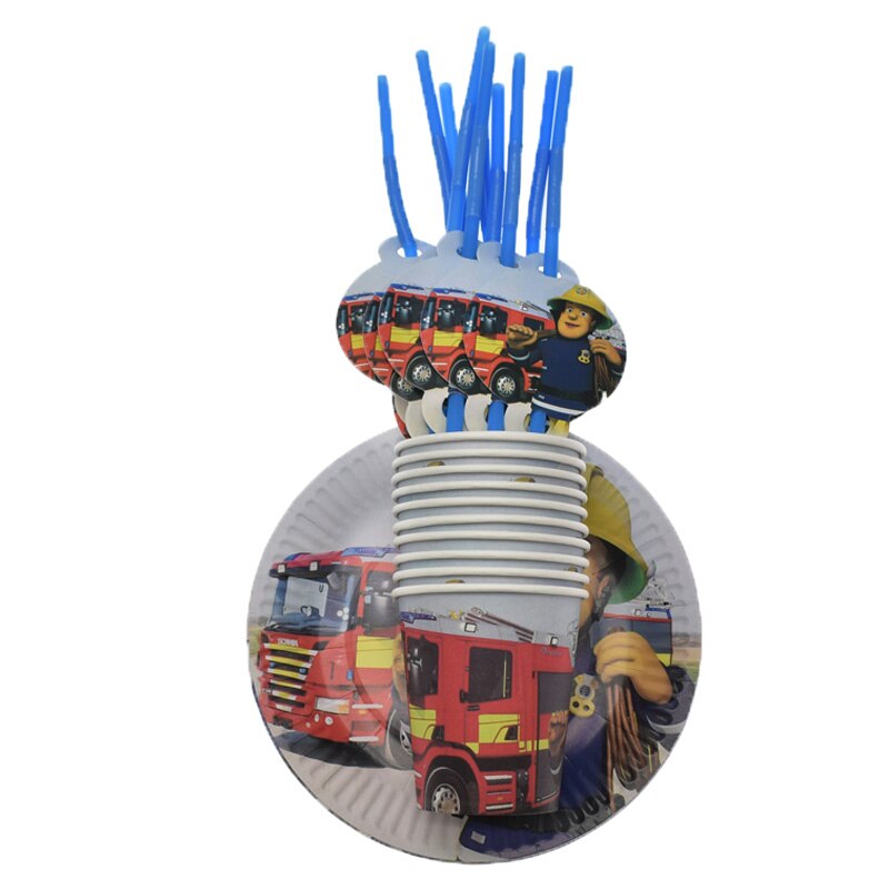 Décorations de table jetable pour cérémonie prénatale et fête prénatale pour adultes et camion de pompier Sam: 30pcs set