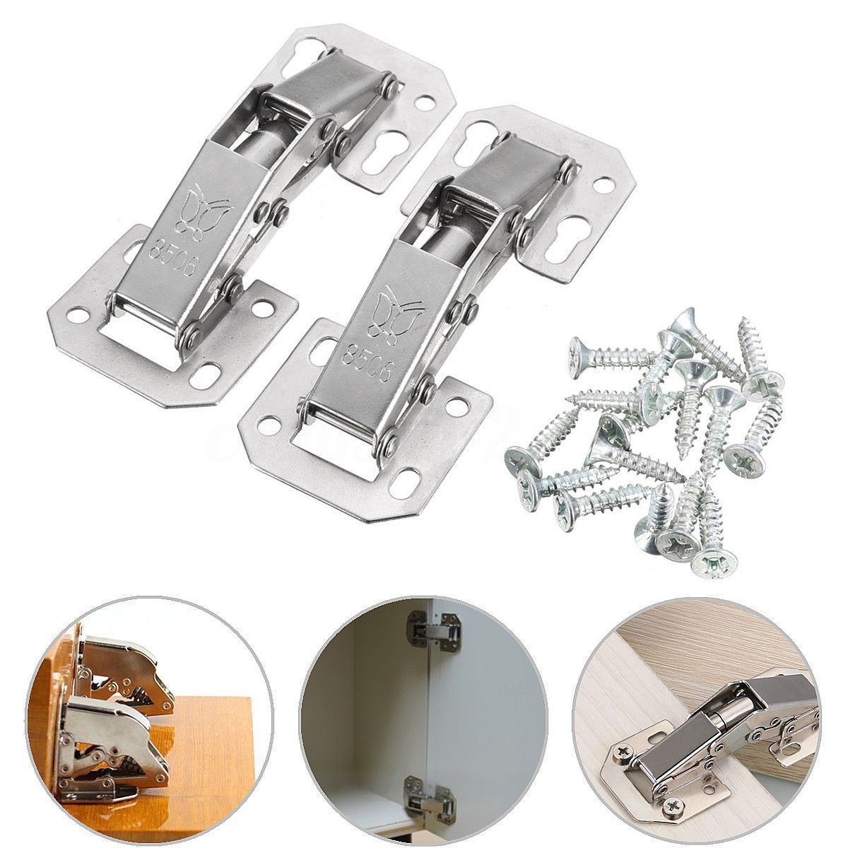Top 2Pcs Soft Close Kitchen Cupboard Cabinet Wardrobe 90degree Door Hinges & Screws