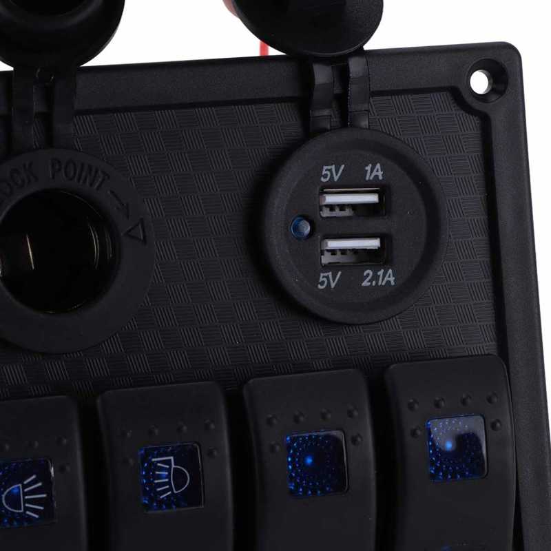 On Off Toggle Switch Multiple Protections LED Indicator 4 Gang Rocker Switch for 12‑24V Cars Trucks Boats