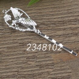 10 stks Vintage Bloem Motief Vogel Haar Sieraden Charm Vrouwen Haarspeld Haarspeld Woord Map Hairclips Haarspeldjes Retro Haar Dragen: Silver