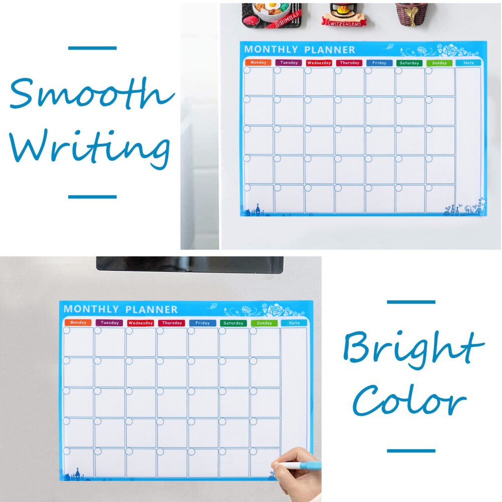 1Pc Magnetic Plan Sticker Erasable Monthly Plan Sticker Useful Schedule Board