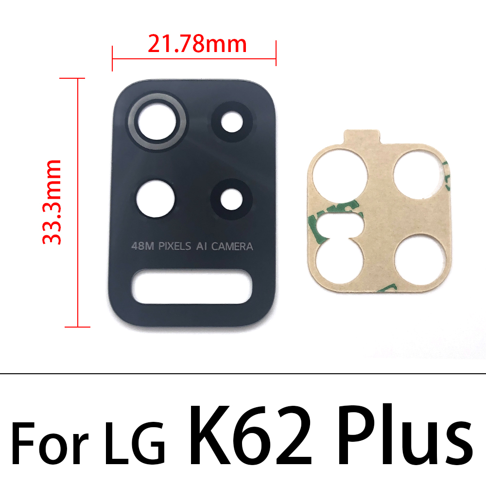 Couvercle d'objectif de caméra arrière en verre pour LG V20 V30 V40 G5 G7 Q6, pièces de rechange avec autocollant adhésif, 2 pièces: K62 Plus