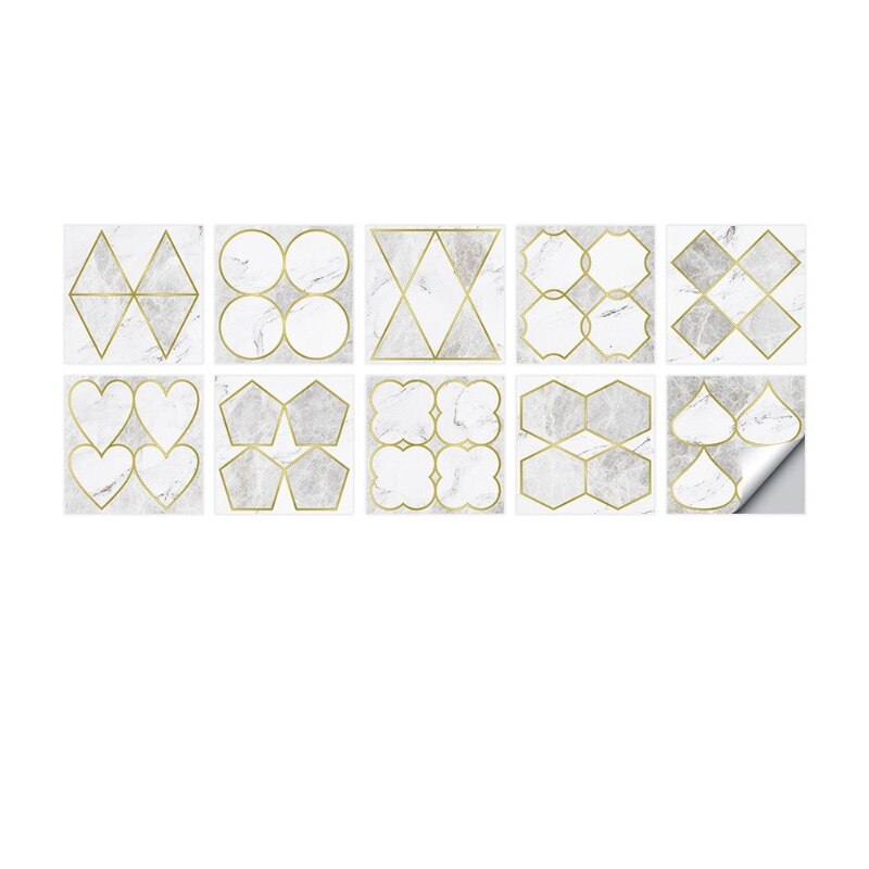 Kitchen Wall Sticker Set Waterproof and Oil-proof Geometric Figure Wall Decoration Wallpaper Light Moisture-proof PVC Texture