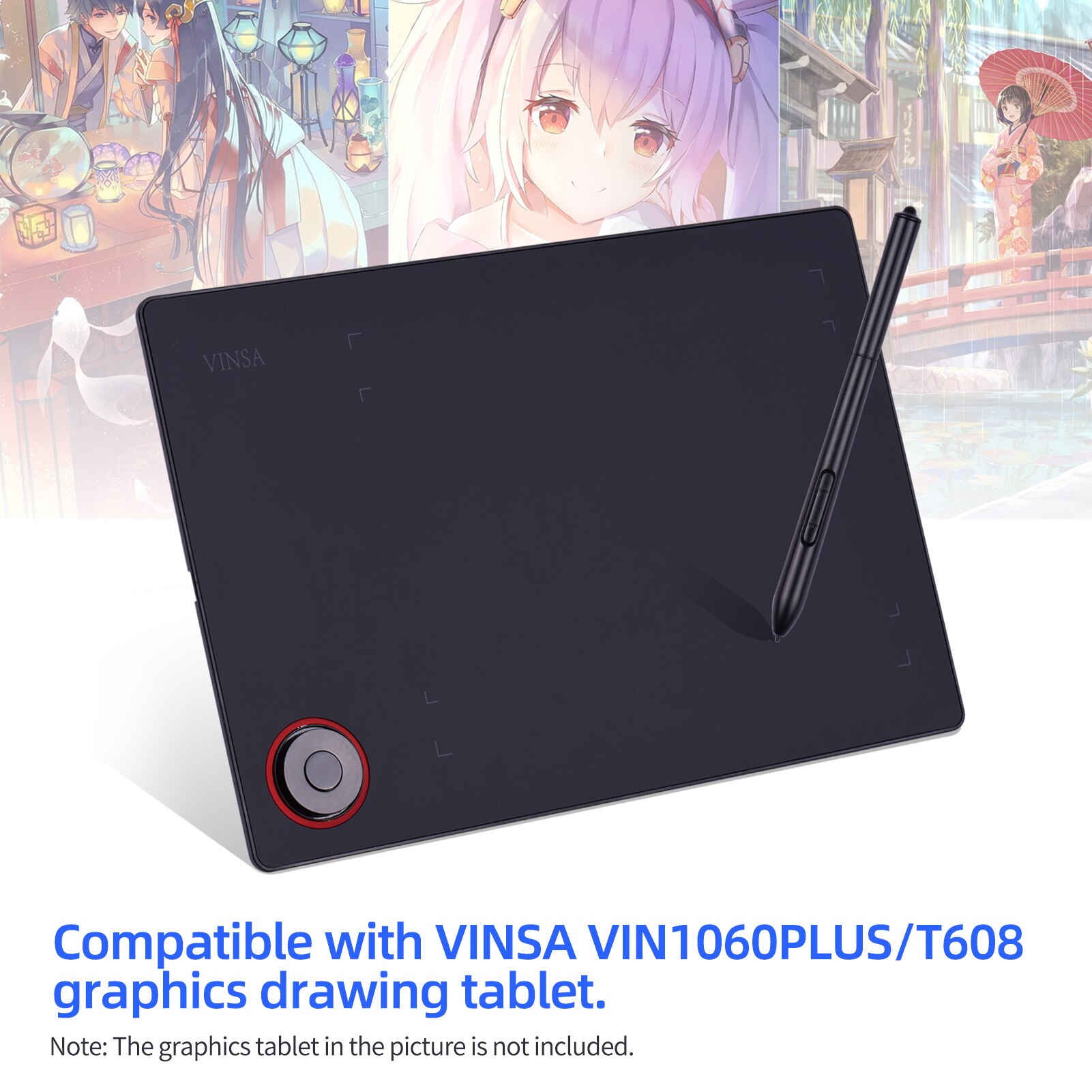 1 pc Digital Pen Battery-Free Stylus 8192 Levels Pressure Compatible for VINSA VIN1060PLUS/T608 Graphics Drawing Tablet