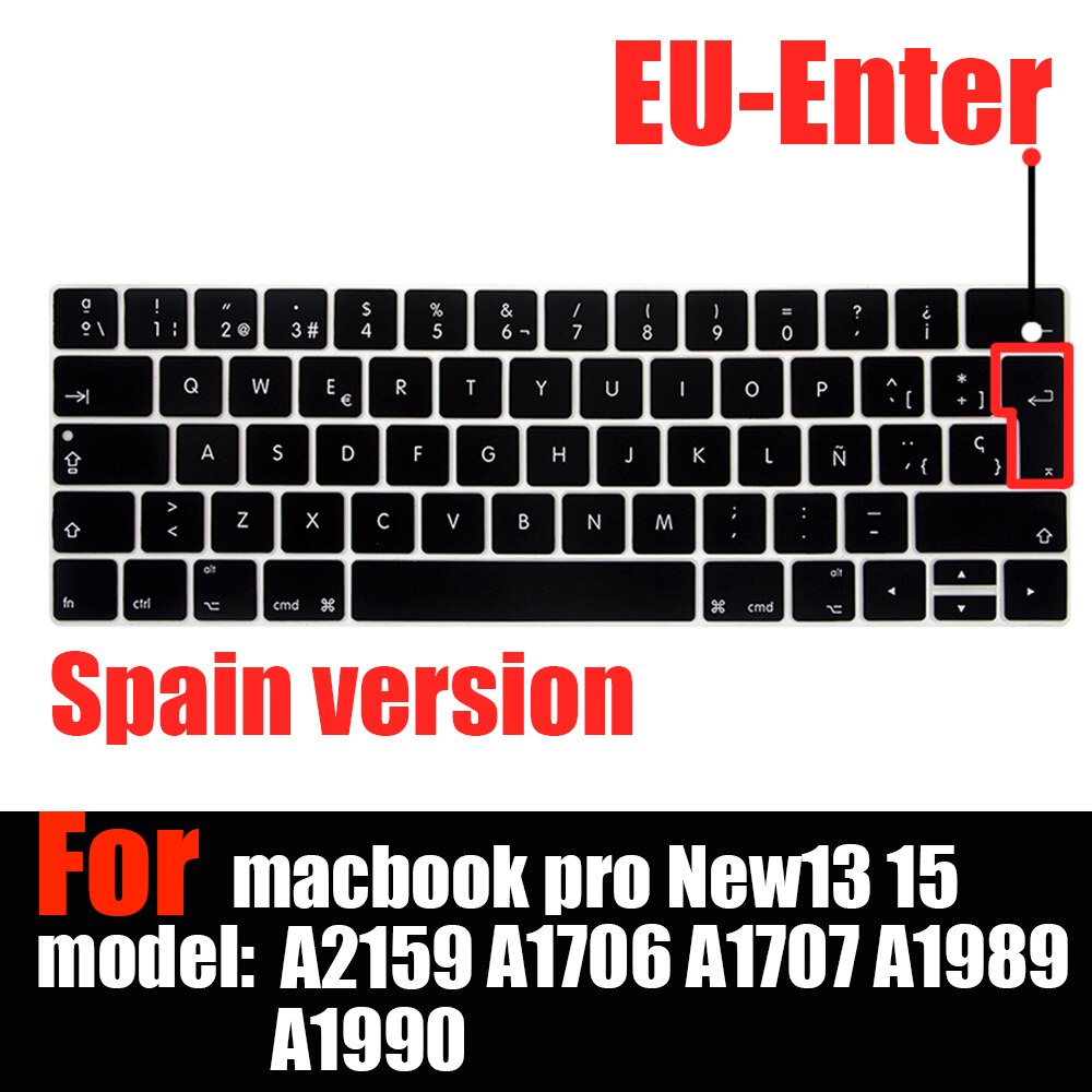 laptop accessories keyboard cover For macbook pro13 touchbar Keyboard stickers keyboard cases A2159 A1706 A1707 A1989 A1990: EU-Enter Spanish