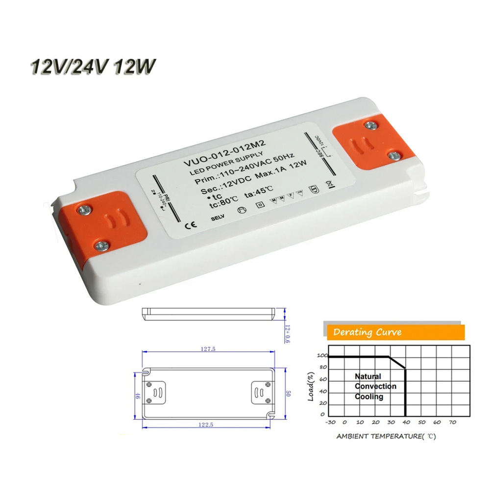 Dc12v/24v tynne led-driver ballast 6w 12w 30w 60w transformator strømforsyning  ac110-220v adapter for skaplamper lyslist