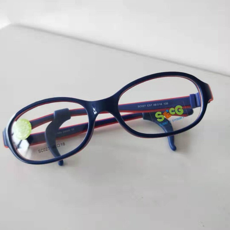 SECG-Montura transparente para niños, gafas ópticas redondas de goma de silicona con correa: C57