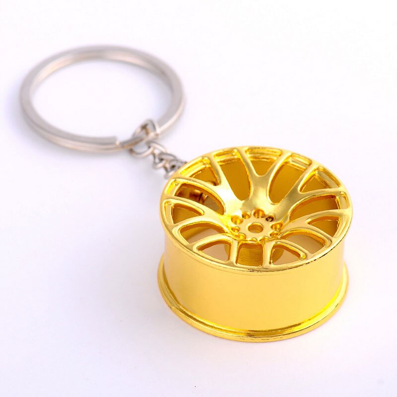 Luksus fælg model nøglering zink legering bil personlighed nøglering hjul nav nøgleringe nøgleringe bil tilbehør: Guld