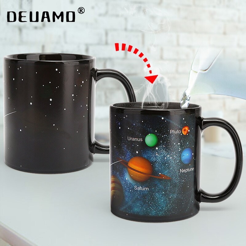 Keramisk krus farveændrende krus varme kaffe mælkekopper venner studerende morgenmad kop stjerne solsystem rejse krus